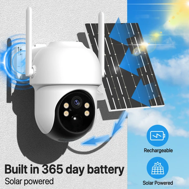 4G SIM Card Solar IP Camera Built-in Battery 4MP WiFi PTZ Camera Outdoor PIR Human Alarm Video Surveillance Waterproof iCSee 2