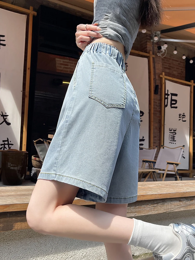 Women's Cropped Baggy Jean Shorts - Y2K Wide Leg Jorts, Denim Boyfriend Shorts For Summer Streetwear