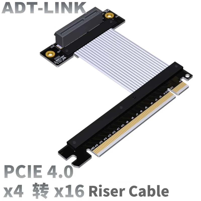 Adt-pcie Riser Extender Adapter Pcie 4.0 Pci Express x4 Card X16 Slot Pci-e 4x Feminino para 16x Masculino Gpu Ssd Gen Novo