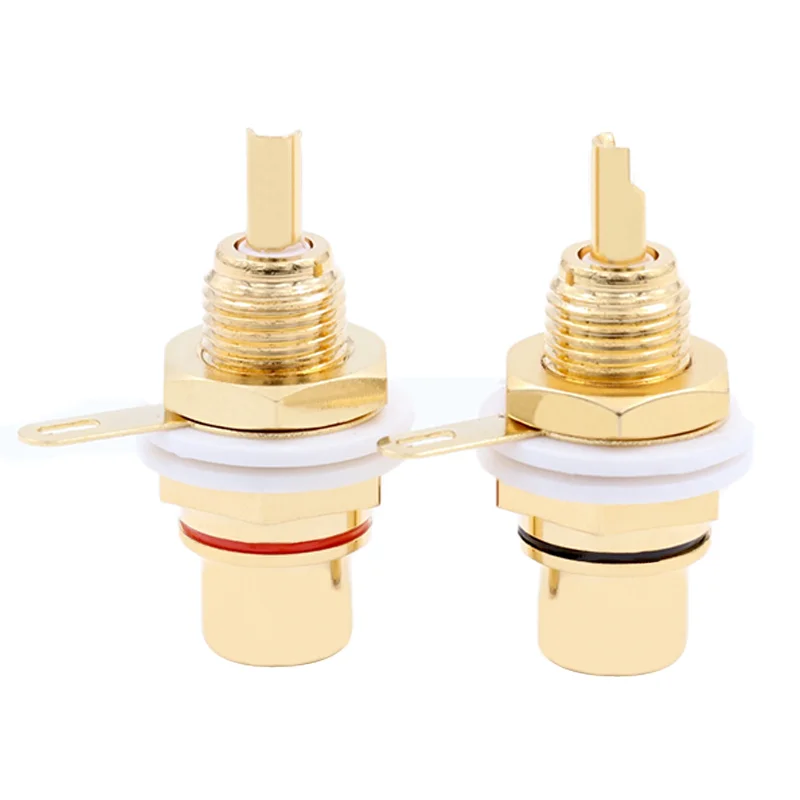 Rca Female Socket Lotus Connector Chassis Panel Mount Adapter Audio Terminal Plug 3.5 mm av Banhado a Ouro Vermelho Pcs 20 Pcs 100 Pcs