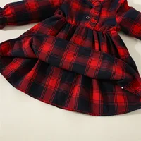 Spring And Autumn Baby Dresses Long Sleeved Casual Plaid Standing Collar Girl Dresses Christmas Red And Black Beautiful Clothes 5