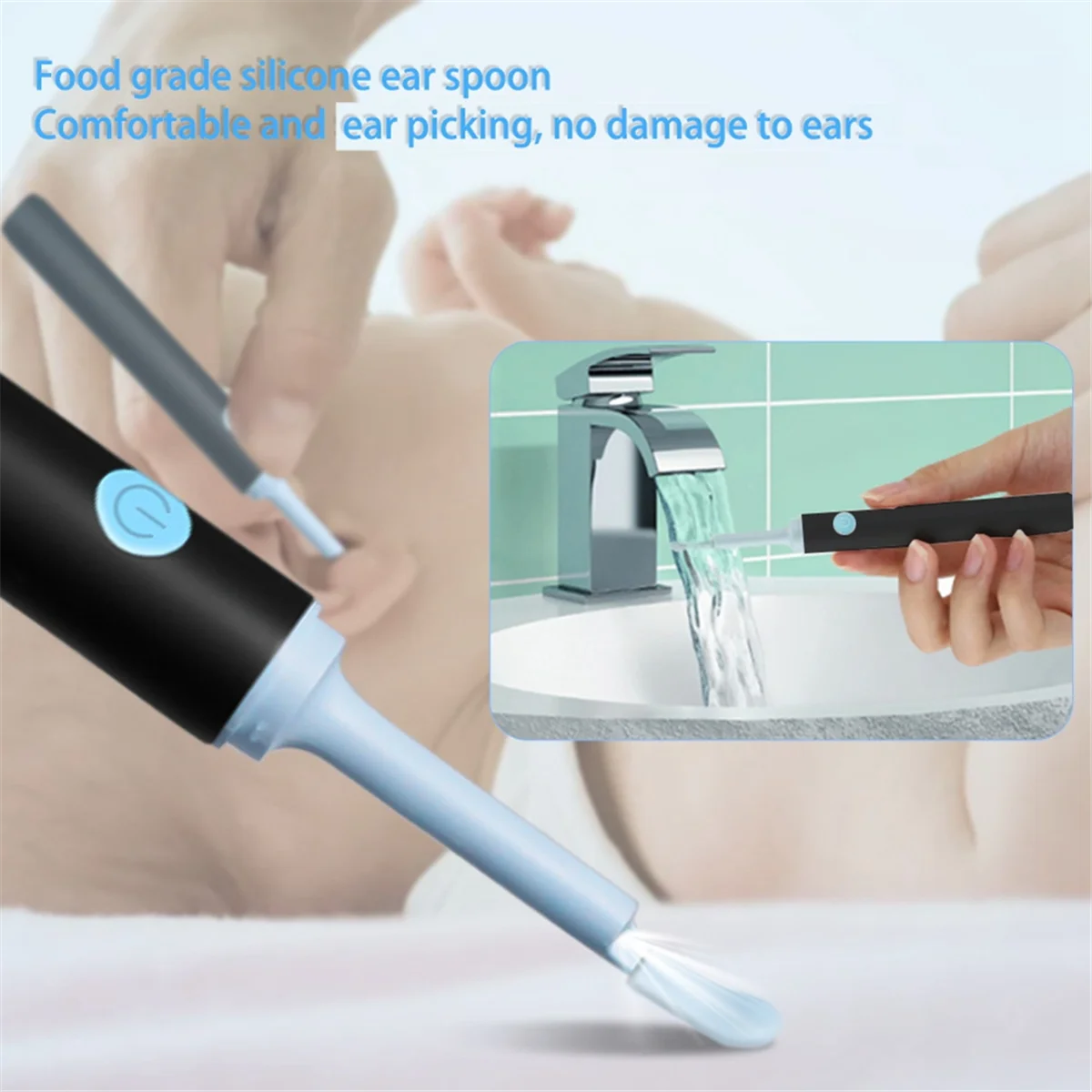 ABUYWireless Visible Ear Cleaner 귀지 제거 도구(카메라 포함) 6피스 LED 조명 검이경 스마트 귀 따기 완드 키트 A