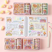 8 PCS Box Cute Korean Sticker Aesthetic Cartoon Masking Tape Set DIY Album Planner Journal Scrapbooking Decoration Kids Gift 2