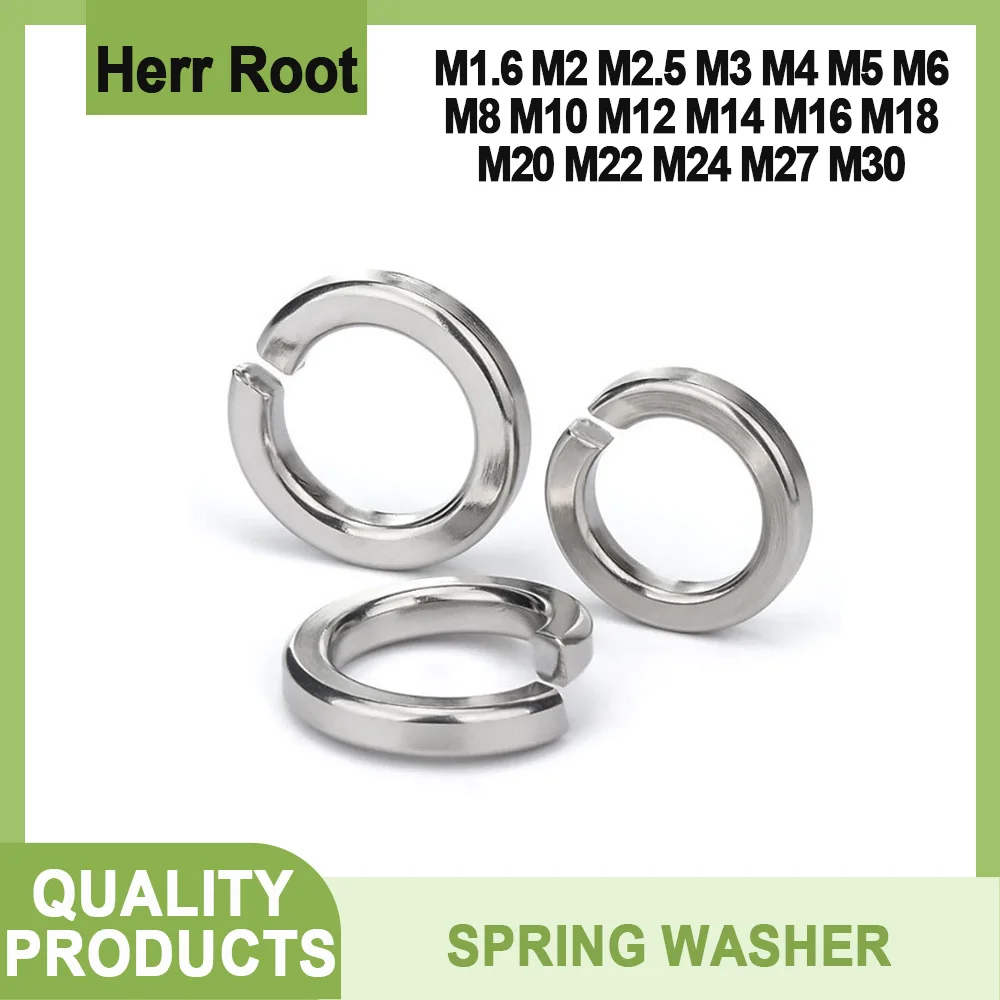 

304 Stainless Steel Elastic Gasket Spring Split Lock Washer M1.6 M2 M2.5 M3 M4 M5 M6 M8 M10 M12 M14 M16 M18 M20 M22 M24 M27 M30