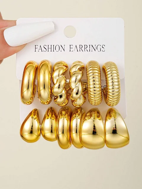 12pcs/Set Classic Fashion Twist C Shape Tear Drop Design