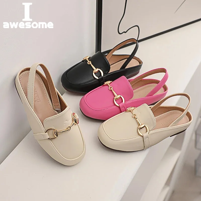 Summer Kids Girl Casual Shoes Flat Slip-on Fashion Children Shoes For Girl Sneakers Metal Decoration Toddler Girl Sandals