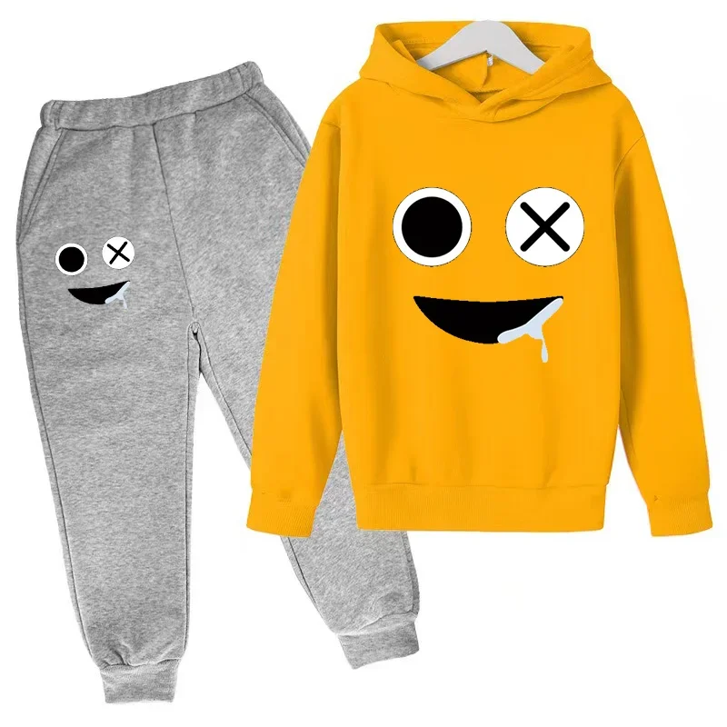 thumbnail image 1 of Sudadera con capucha y pantalón con estampado de cara sonriente para niños, traje de 2 piezas, ropa de moda para niños y niñas, sudadera, conjunto deportivo para bebés y adolescentes, 1 of 5