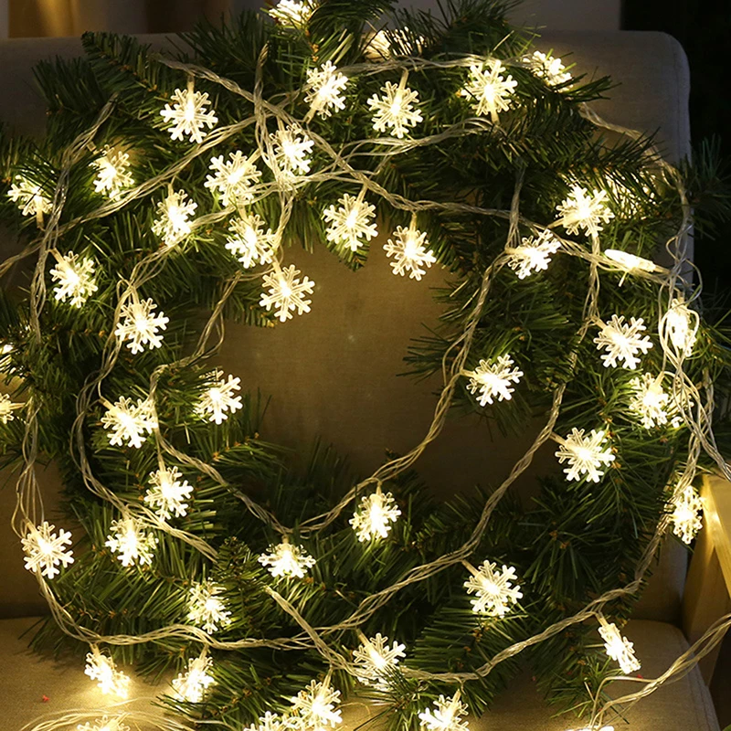 

LED Garland Holiday Snowflakes String Fairy Lights Hanging Ornaments Christmas Tree Decorations for Home Party Noel Navidad 2023