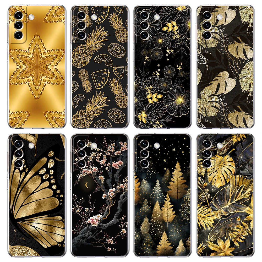 Goldfolie Kunst Handy hülle für Samsung Galaxy S23 S20 Fe S22 S21 Ultra M21 M22 M32 S10 S10E S9 S8 plus 5g transparente Shell Capas