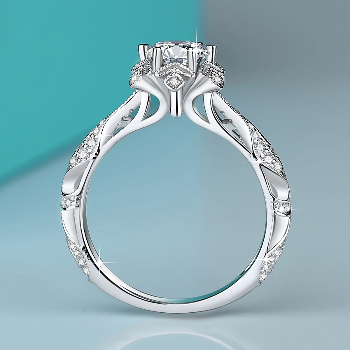 1ct Moissanite Ring D Color for Woman Wedding Jewelry with GRA 925 Sterling Sliver Plated 18k White Gold Wedding Band 4
