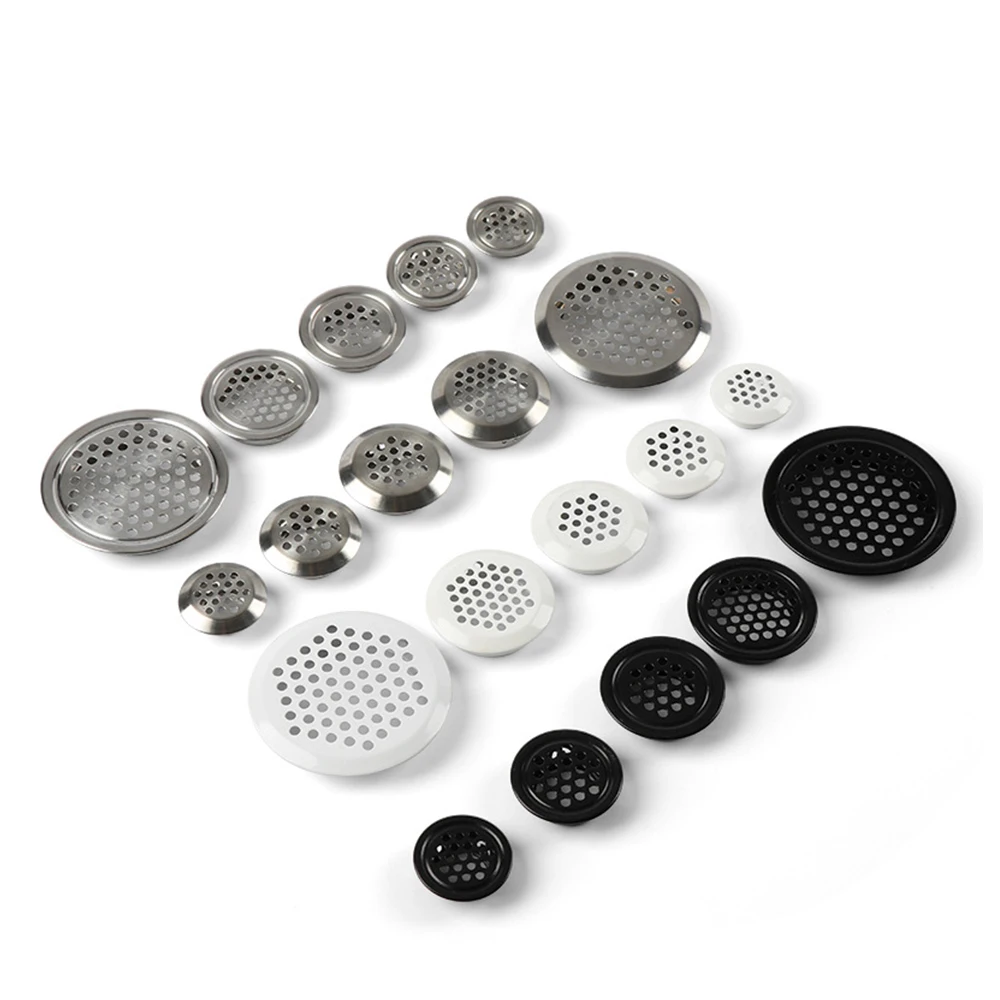 Dia.19Mm/25Mm/29Mm/35Mm/53Mm Copertura Rotonda Della Presa D'Aria Armadio Armadio Foro A Rete Coperchio Kit Persiana Ventilazione Inox 10 Pz/Lotto