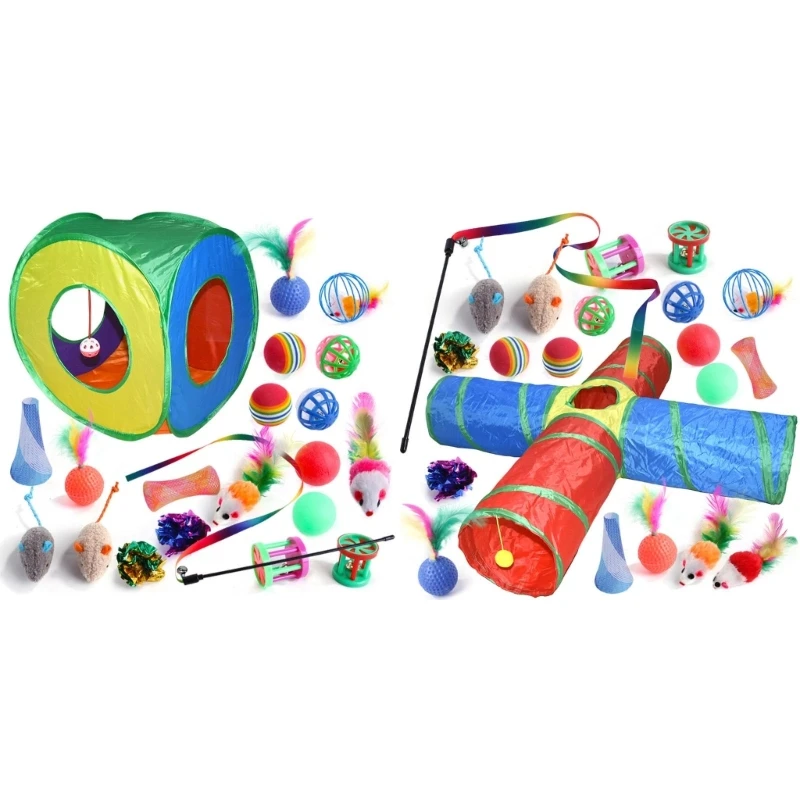 

2024 New Toy for Indoor Kitten Interactive Kitten Toy Set Tunnel Colorful
