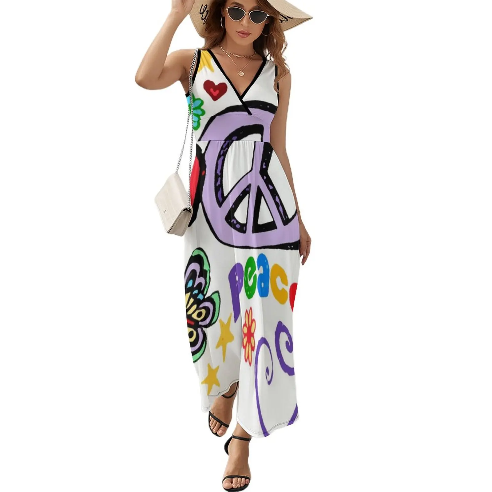 

Hippie Peace Sleeveless Dress summer dress womens 2024 dress dresses