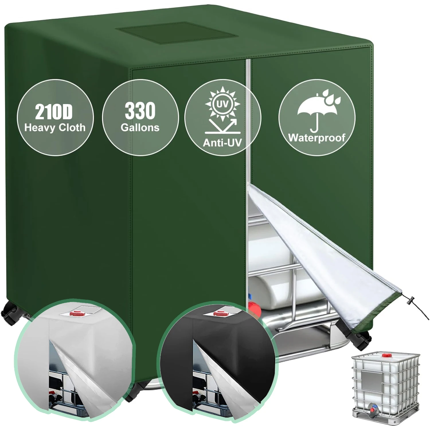 IBC Ton Barrel Water Tank Cover Dust Cover Rainwater Tank UV Protection Cover Garden Box Cover IBC Container Protective Cover