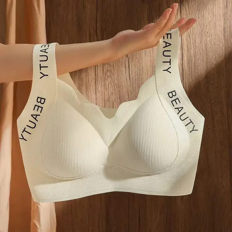 Plus Size Wirefree Seamless Bra Full Bust Support Lift Non Padded Comfort DD+ Cup Wide Band