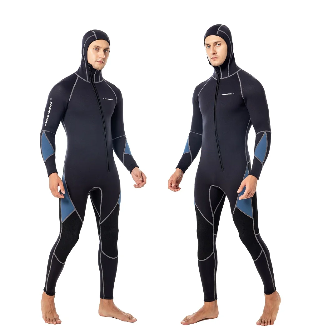 Fundivers One Piece Men's Wetsuit Warm Diving Suit Hood Long Sleeve