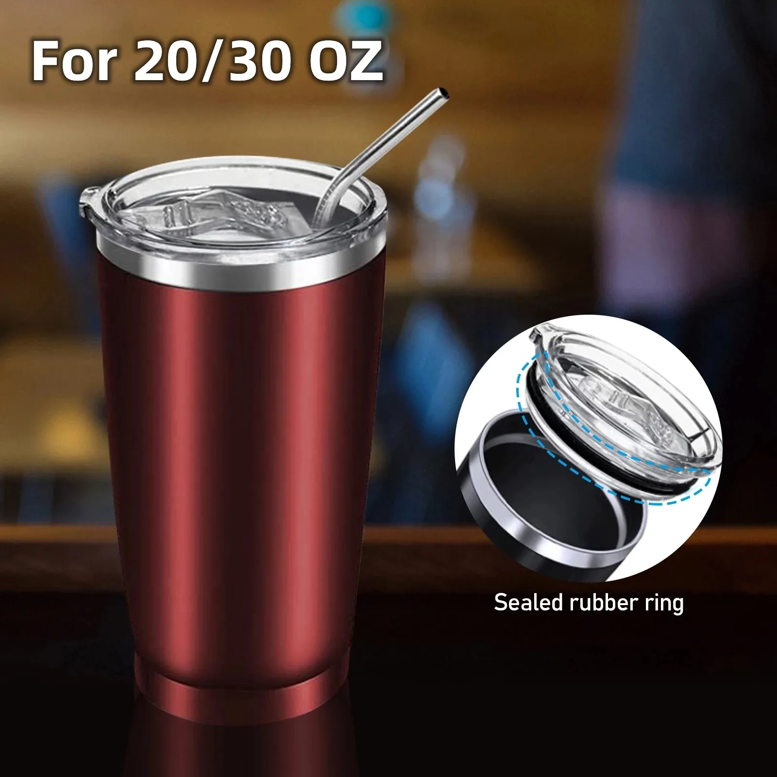20/30oz Universal Thermos Lid Tumbler Cup Cover Sealing Leakproof Water  Bottle Cap Mugs Replacement Lids Jar Lid With Straw Hole
