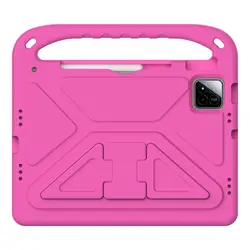 Durable Kids Tablet Case with Silicone+PC Protection and Adjustable Strap for Xiaomi Pad 8 (Pro) (Rose red)