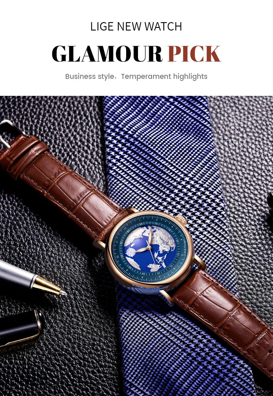 Relógios masculinos de quartzo com pulseira de couro, relógios de pulso masculinos de luxo, marca superior, luminoso, data, semana, negócios, relógio masculino_voghion.com