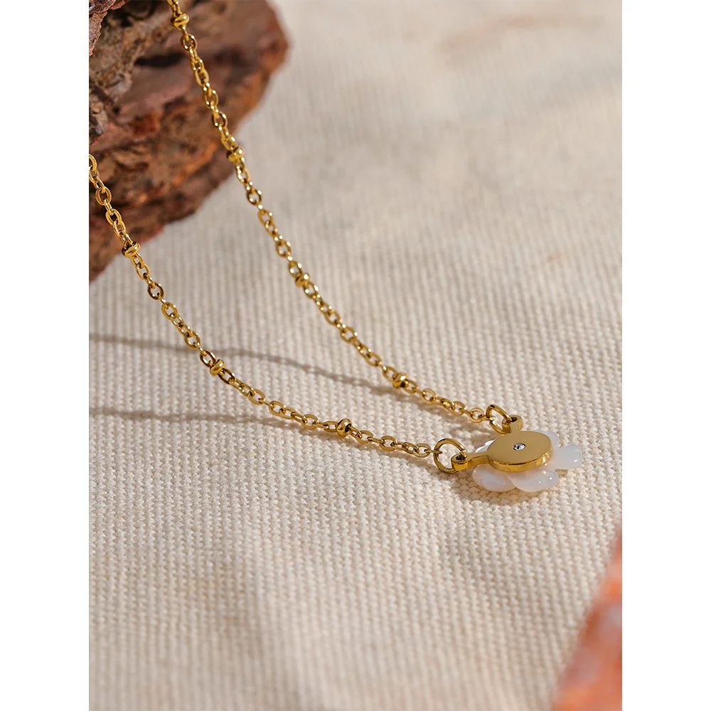 Yhpup Pendant Necklace Stainless Steel Exquisite Chain Gold