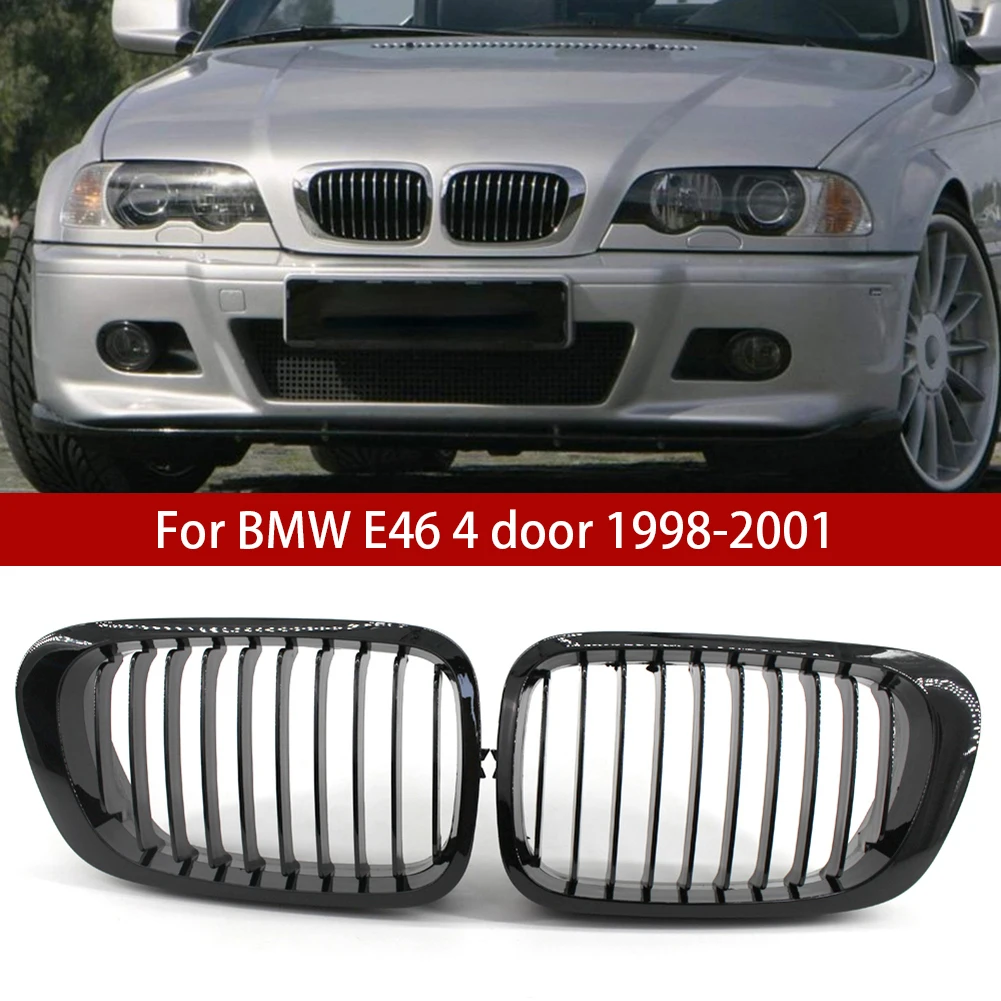 High Quality Gloss Black Front Kidney Grille for BMW E46 4 Door 1998-2001  Kidney Grilles Auto Replacement Accessories - AliExpress