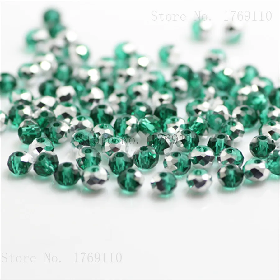 Olive Green Faceted Crystal Glass Rondelle Beads for Jewelry Making - 125pcs, 3x4mm