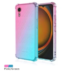 Gradient Shockproof Silicone TPU Case - Transparent Protective Cover for Galaxy Xcover 7 Pro (Pink Green)