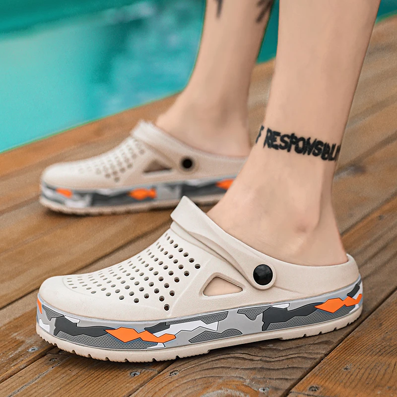 New Mens Sandals Clogs Camo Summer Beach Slippers Outdoor Casual Water Shoes Male Big Size summer sandals,mens shoes