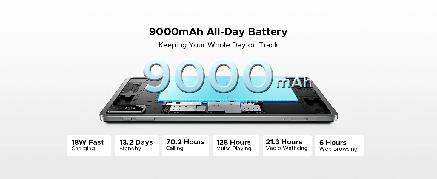 DOOGEE Tab G6 Pro Tablet PC Android 16 Gemini AI 12'' 2K Display 9000mAh Battery 8GB RAM 128GB ROM Ultra-thin Body Smart Pad