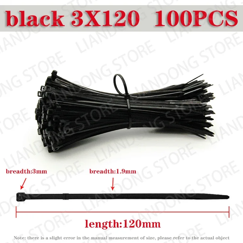 500pcs 3x60 3x80 3x100 3x120 3x150mm Assorted Self-locking Nylon Cable Ties Black Plastic Zip Tie Loop Wire Wrap Zip Ties cable ties nylon cable ties cable tie