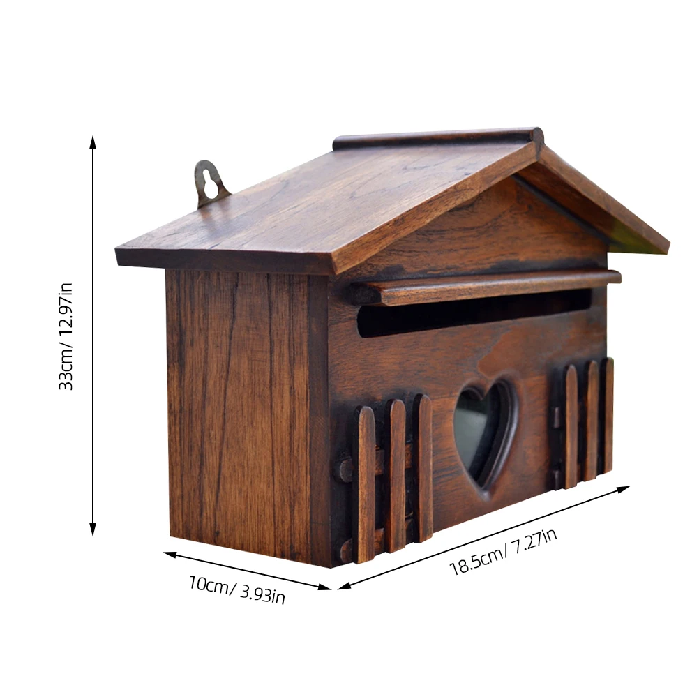Outdoor Wooden Mailbox Villa Wall Mounted with Lock Suggestion Bamboo Office