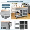 42" Kitchen Island Cart on Wheels, Rolling Storage Cabinet Station with Solid Wood Top, 2 Drawers, Towel Rack, Open Display Shel 6