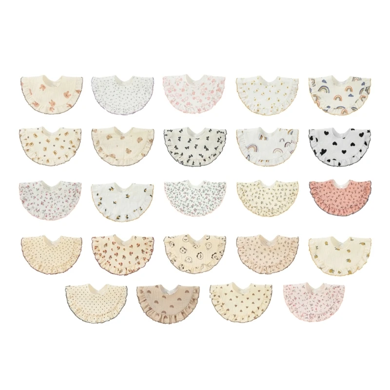 

Детские нагрудники, бандана, Слюнявчик с оборками для младенцев 0-18 месяцев, полотенце для прорезывания зубов, Цветочный нагрудник с высокой абсорбирующей тканью