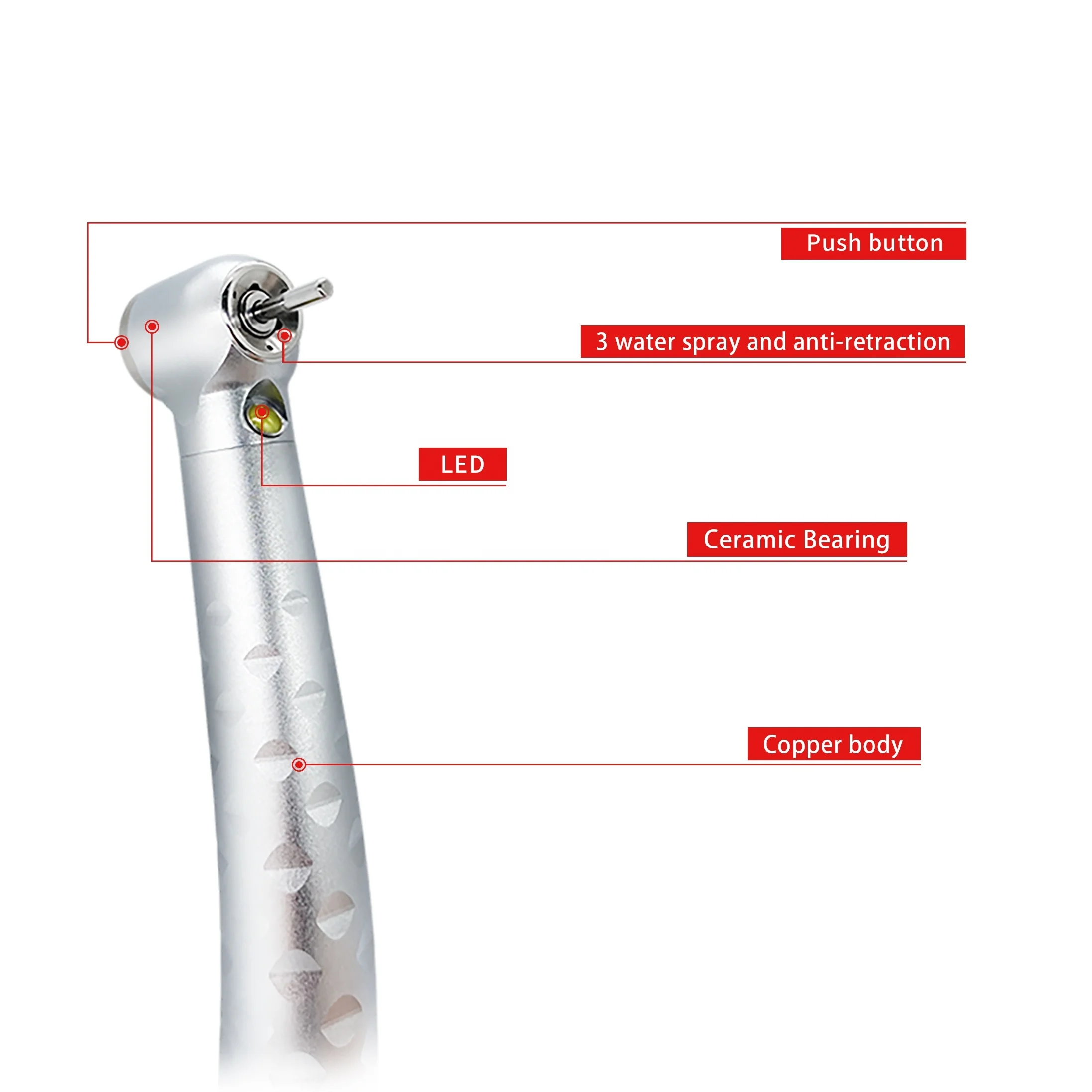 

Low Price E-generator LED De ntal Handpiece High Speed with 3 Water Spray /Air Turbine/Den tal Lab Instruments