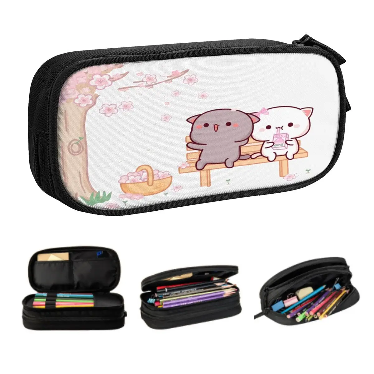 

Индивидуальный персик и Гома, милый карандаш, большой емкости для мальчиков и девочек, мультяшный карандаш с котом мочи, школьные принадлежности