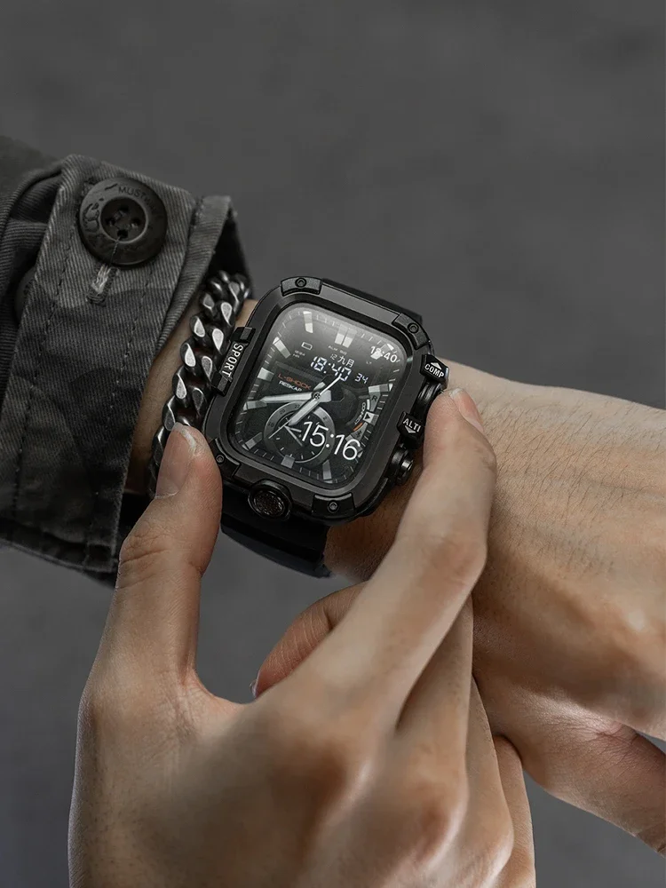 Sleek PC+Metal Apple Watch Protective Case with Screen Guard