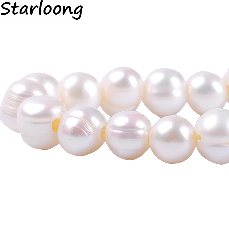 

1pack/lot A high quality 8-9mm round white Thread punch natural freshwater pearl beads jewelry making for necklace & bracelet