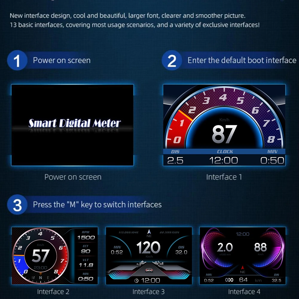 2024 ANCEL P3 HUD  ڵ  ÷, OBD2 GPS Ʈ ڵ HUD ,  OBD ӵ  溸,   ⸧ µ RPM