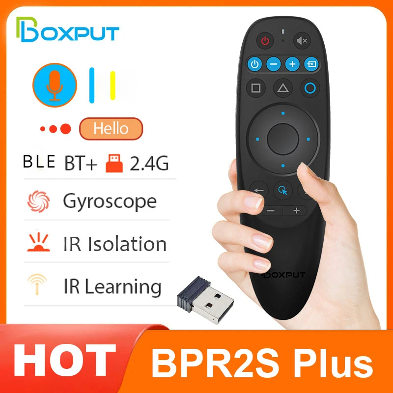 Boxput Bpr2S Plus Bt Air Mouse Ir Learning Isolamento Ir 2.4G Wireless Voice Remote Control Giroscopio Per Android Tvbox Tv Stick
