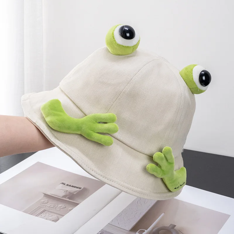 Cute Frog Bucket Hats women Bucket Hat Women Summer Outdoor Sun Fishing Cap Cotton Wild Panama Hats