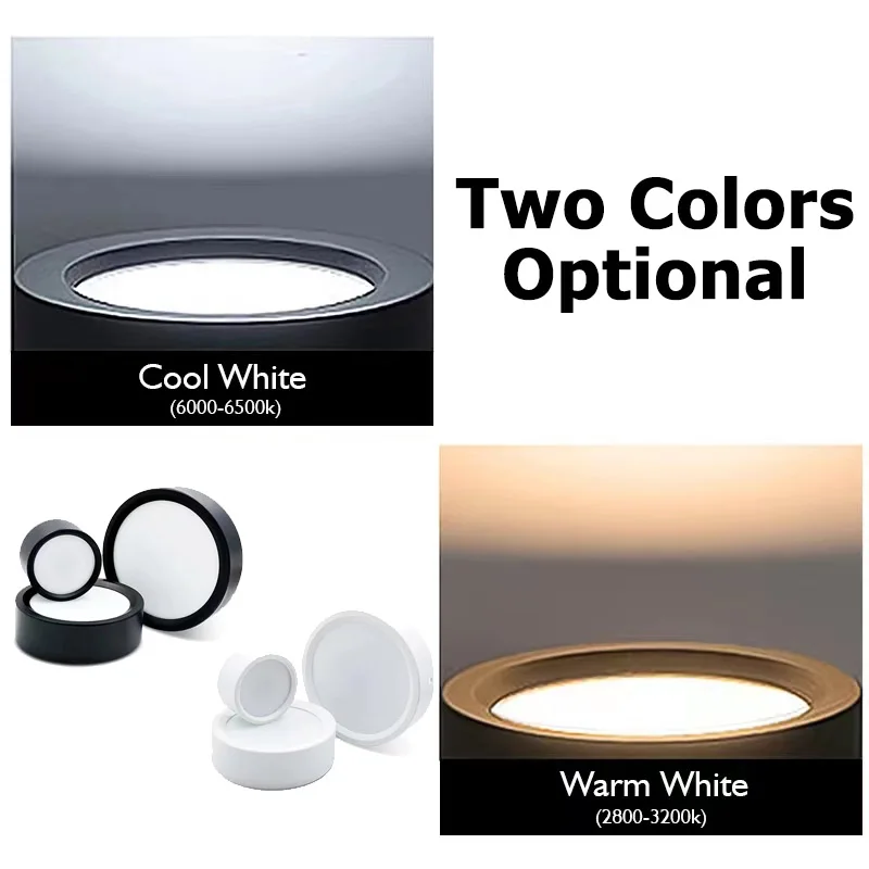 표면 장착 LED 천장 조명 원형 패널 램프, 따뜻한 흰색 스포트라이트, 가정용 LED 다운라이트, 9 W, 12W, 15W, 18W, 110V, 220V