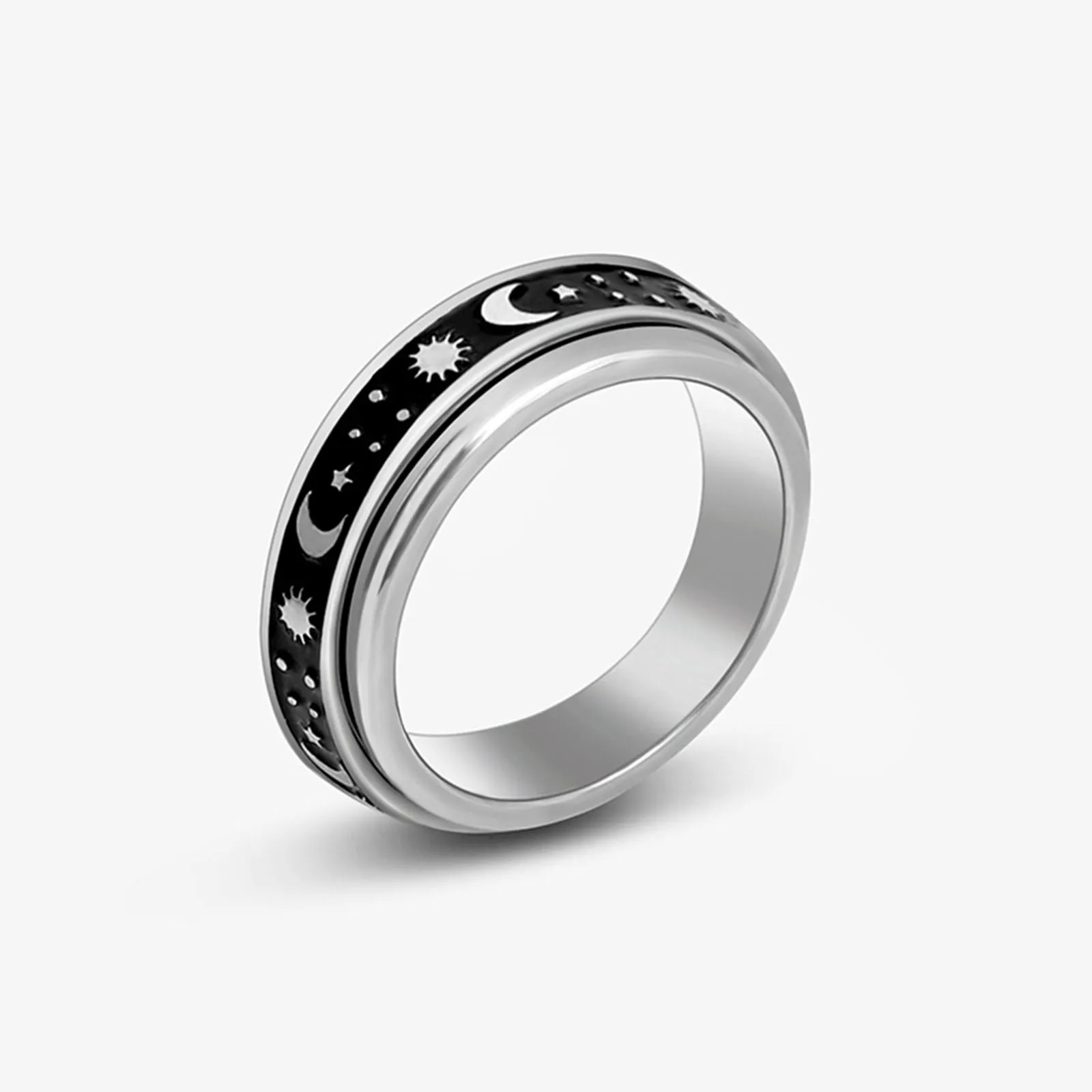 Stainless Steel Ring Finger Ring Fidget Spinner Ring Jewelry Accessories Punk Moon Star Fidgets Anxiety Ring