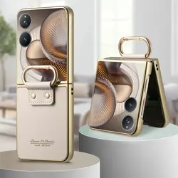 Luxury Armor Leather Back Cover with Ring Stand - Xiaomi mix flip 2 (Beige)