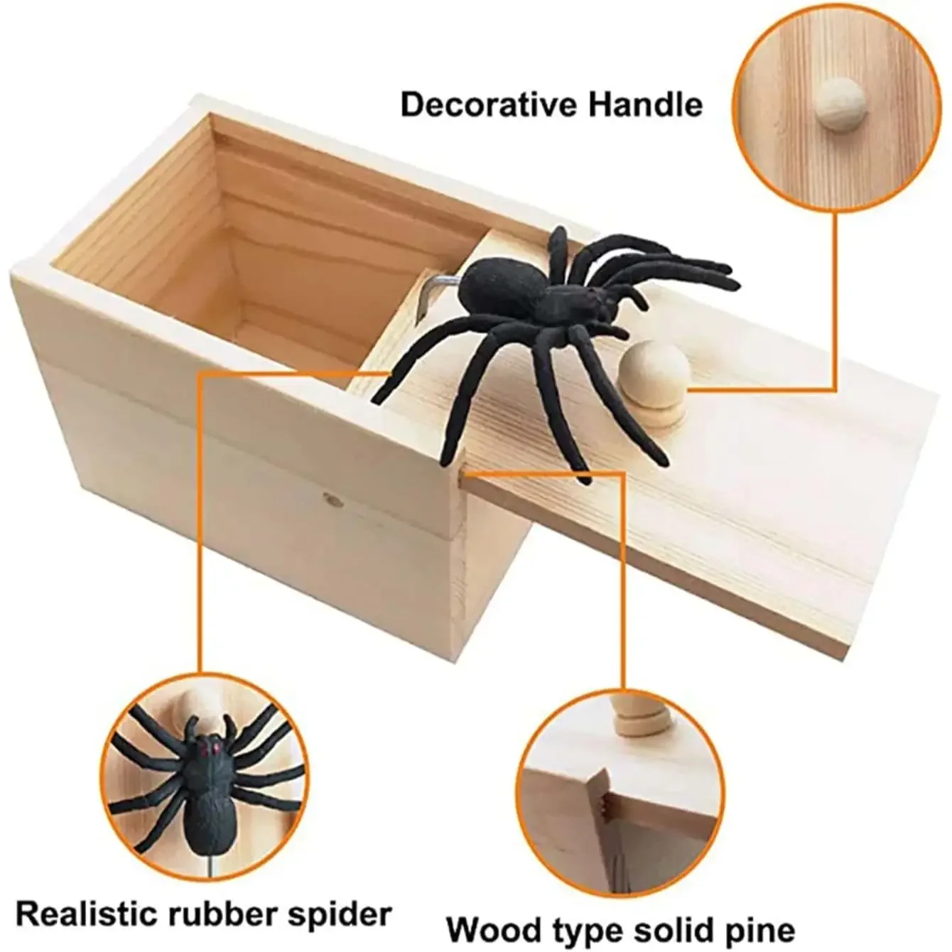 1Pc Scare Wooden Box Spiders, April Fool's Day Pranks, Trick Toys
