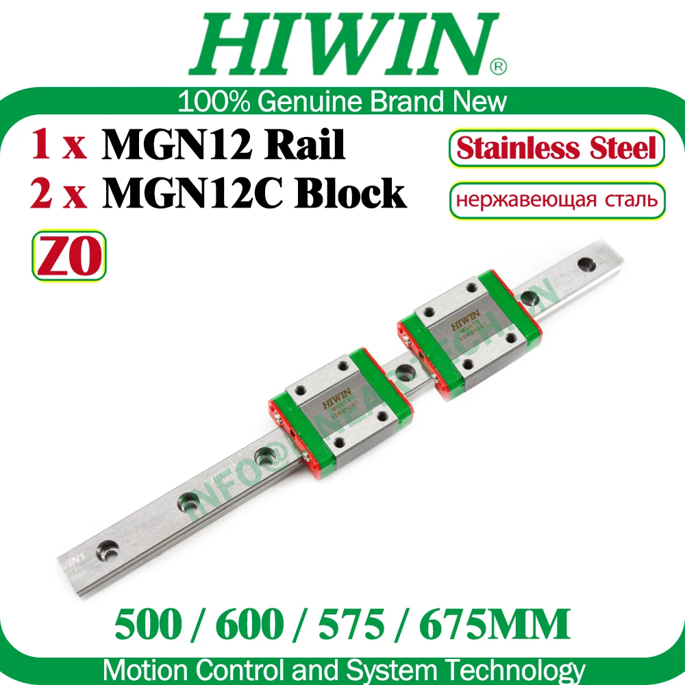 HIWIN MGN12C Z0 575 มม.675 มม.Dual Carriage สแตนเลส MGN12 Rail 500 575 มม.HIWIN MGN12C บล็อก Z0 3D เครื่องพิมพ์ Linear Rail Kit 1