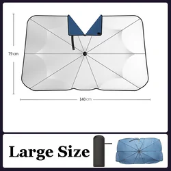 Advanced Car Windshield Sunshade Umbrella with 360° Rotation Handle - UV Protection Front Window Shade (Large size)