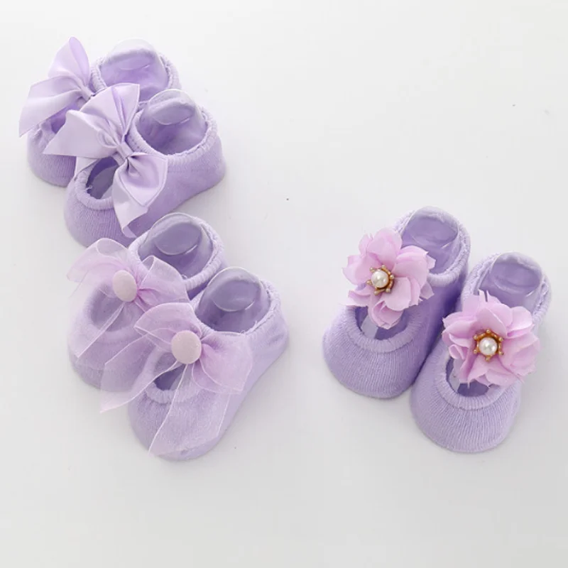 Girls baby socks 3Pair/lot lace flower bow cotton socks