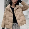 Korean Fashion Casual Padded Cotton Coats Stand Collar Single Breasted Loose Warm Jackets 2024 Fall Winter Solid Elegant Parkas 2
