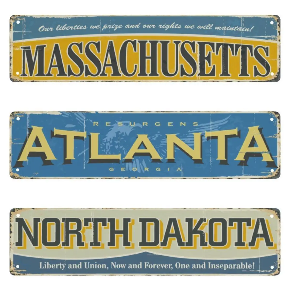 

Metal Signs MASSACHUSETTS,ATLANTA,NORTH DAKOTA,Tin Signs Bar Club Cave Home Kitchen Wall Art Decor Funny Signs Decor 16x4 Inch