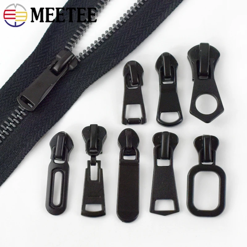 5Pcs 3# 5# 8# Zipper Puller Slider for Metal Nylon Resin Zippers Bag Clothes Auto Lock Zip Head Sewing Supplies Accessories